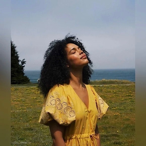 NWT CHRISTY DAWN Puffed Short Sleeve Embroidered‎ Tie Waist V-Neck Maxi Dress S - Picture 12 of 15